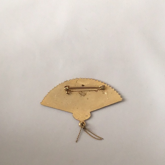 Vintage cloisonné fan brooch - Picture 2 of 2